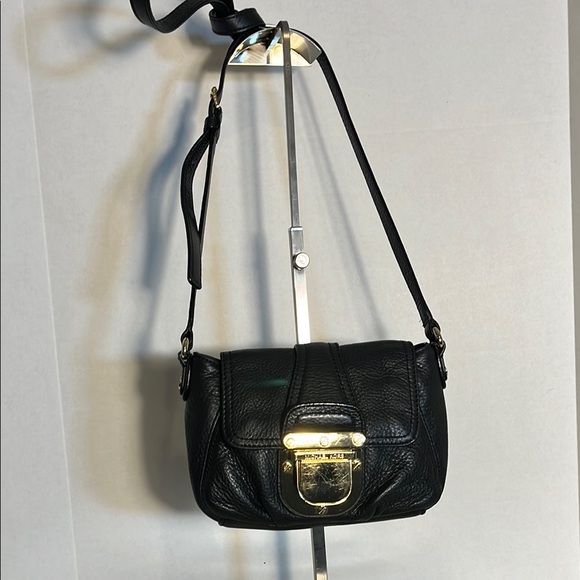 Michael Kors Black Leather Crossbody with Buckle Magnetic Closure - Picture 1 of 11